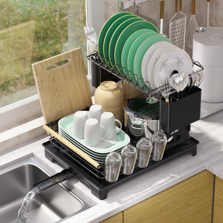 2 Tier Dish Rack Large Capacity Dish Drying Rack for Kitchen Counter Anti