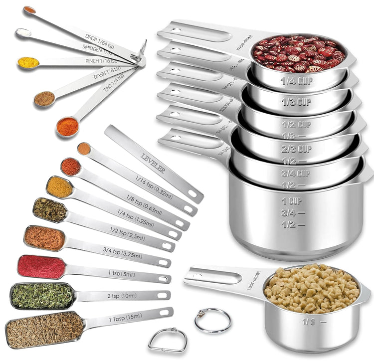 21 Pieces YUNNKEEY Measuring Cups and Spoons Set
