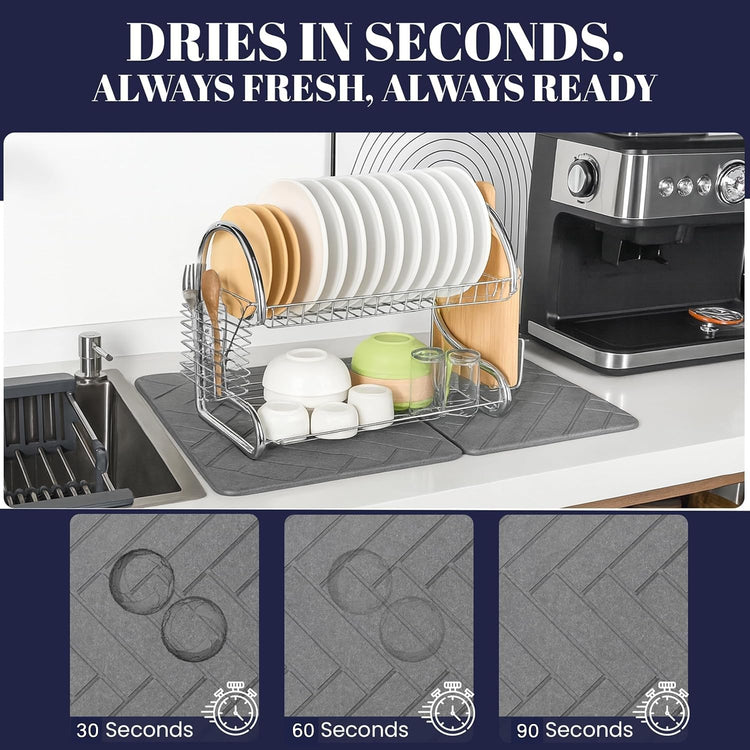 Folding Stone Dish Drying Mat for Kitchen Counter 23"x15"