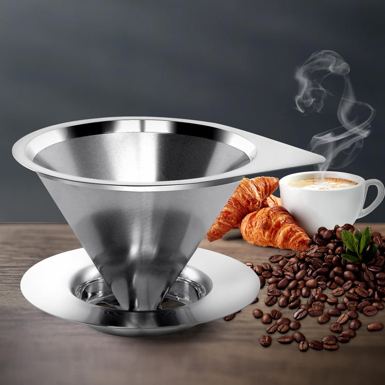 Pour Over Coffee Dripper Reusable Coffee Filter Paperless Coffee Filter Stainless Steel Pour Over Coffee Maker Cone Coffee Dripper for 1