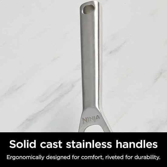 Ninja EverClad Commercial-Grade Stainless Steel 10.25" Fry Pan, Tri-Ply Pans, Oven Safe to 600°F, All Stovetops & Induction Compatible, Stainless, C90026