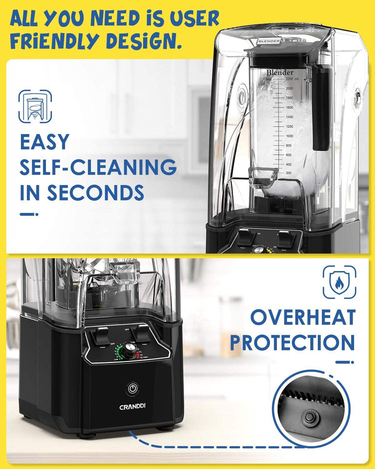 Quiet Commercial Blender with Soundproof Shield