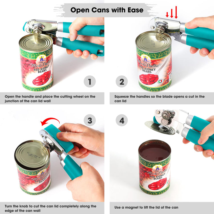 Heavy Duty Hand Can Opener Manual with Magnet Lid Remover