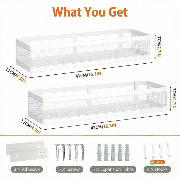 16.5 Inch Extra Long Slim Mesh Shower Caddy (2 Count)
