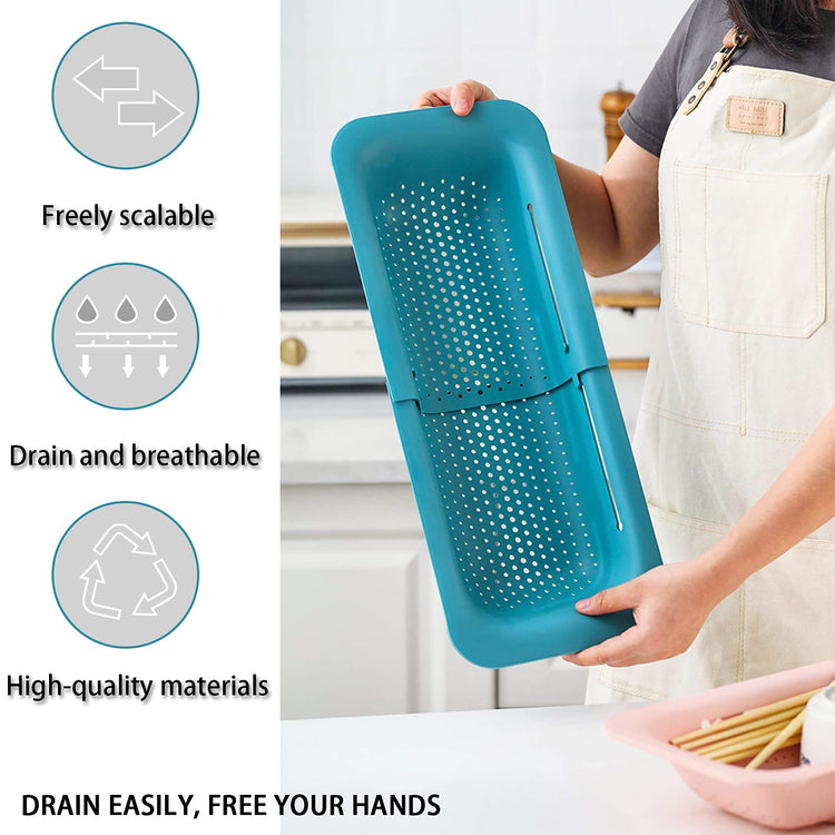 Collapsible Sink Colanders and Strainers Basket Over the Sink Colander Collapsible Colander Extendable Plastic Fruit Vegetable Strainer Drainer Basket for Kitchen