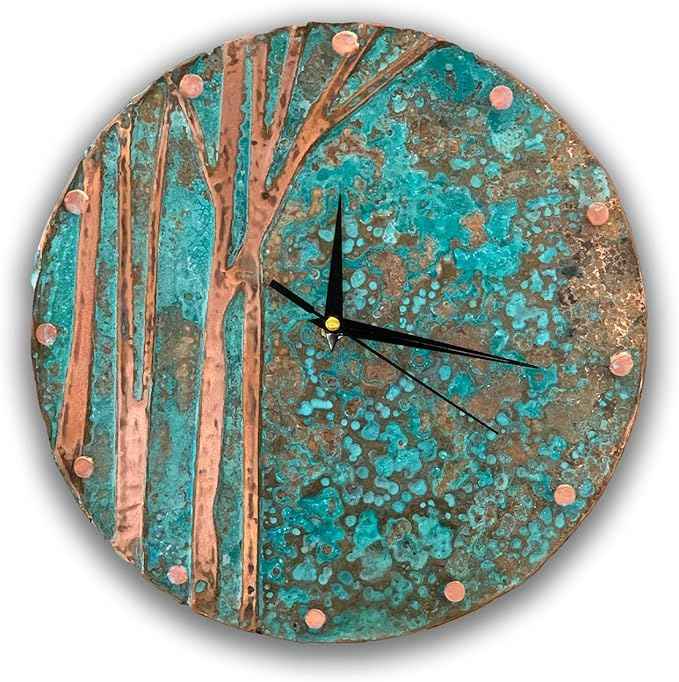 Handmade Copper Wall Clock Artisan Touch in Every Piece - Tree of Time Wall Decor Copper Clock for Living Room, Office, Kitchen & Bedroom (Time Circles Tree, 24)