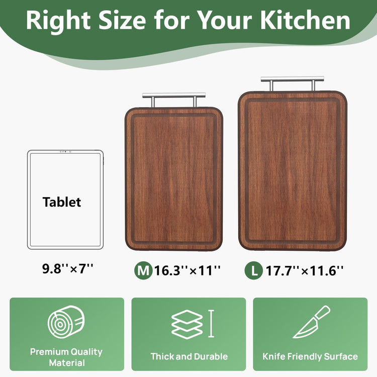 Double Sided Stainless Steel and Ebony Cutting Board