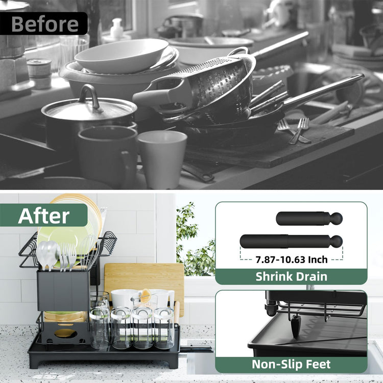 2 Tier Dish Rack with Drainboard