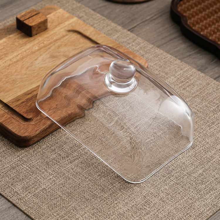 Glass & Acacia Wood Butter Dish with Airtight Glass Lid & Serving Knife