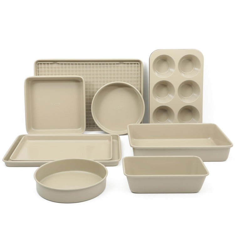 Gallen 10 Piece Baking Pans Ceramic PFA Free Non Toxic Non Stick Bakeware Set (10 Count)