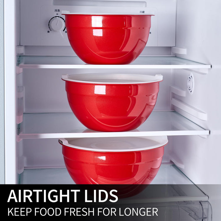 Red Mixing Bowls with Lids Set of 7