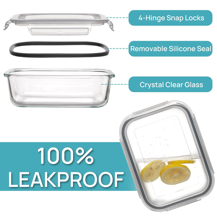 5Pack 22oz Glass Storage Containers with Lids (5 Count)