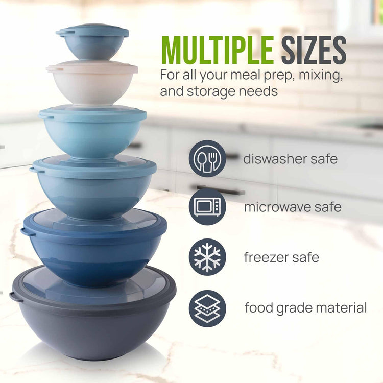 12 Piece Plastic Mixing Bowls with Leak (452.48 Count)