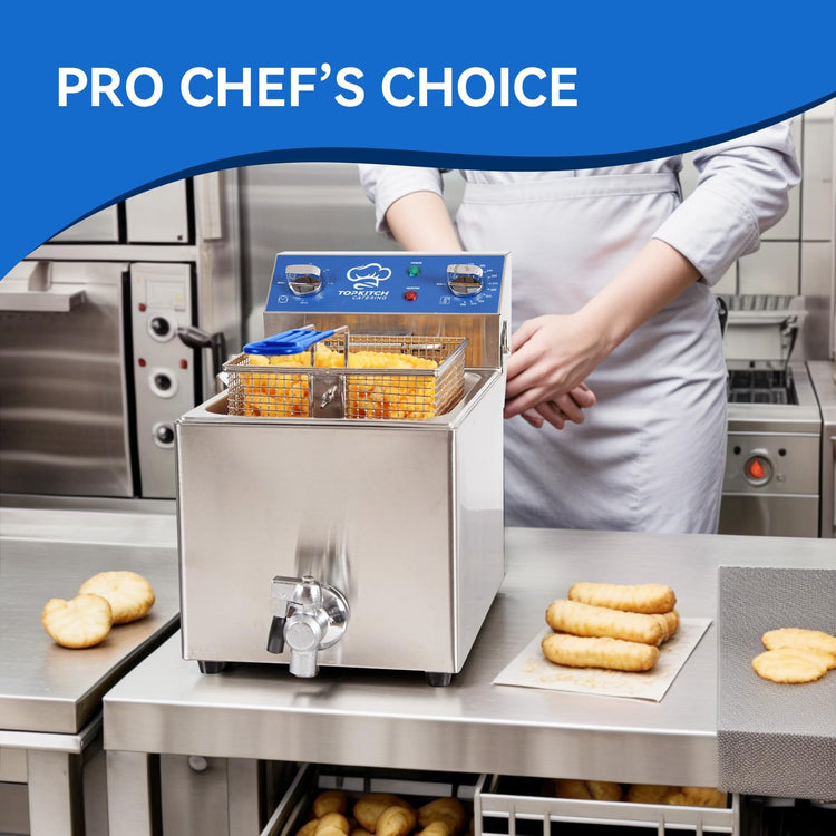 6.3Qt Electric Fryer with Oil Drain