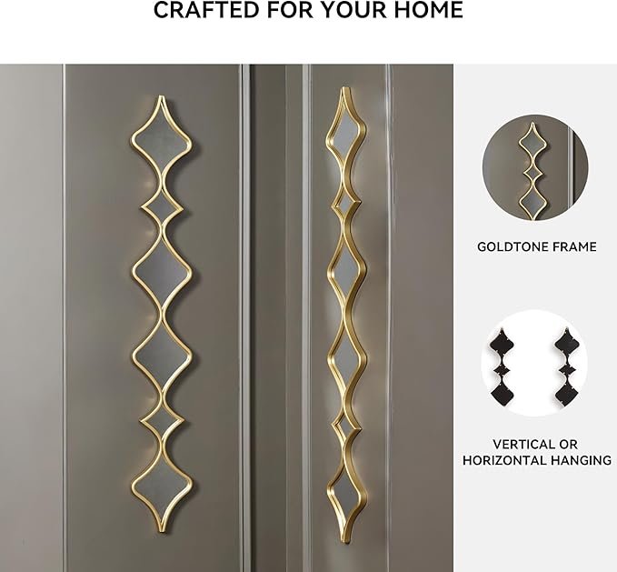 Signature Design by Ashley Harriswood Art Deco Wall Mounted Metal Framed Accent Mirror Set, Set of 2, Metallic