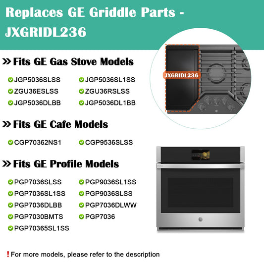 JXGRIDL236 Cast Iron Griddle Replacement for GE Gas Stove Top