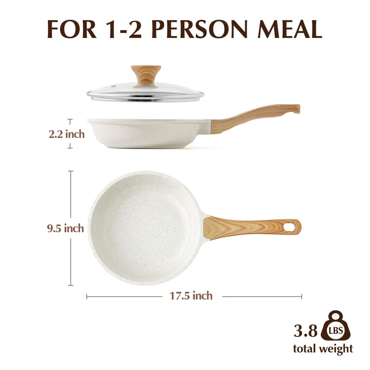 9.5Inch Nonstick Ceramic Frying Pan with Lid