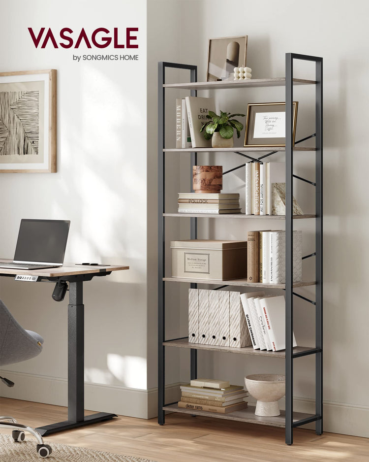 6 Tier Bookshelf with Steel Frame