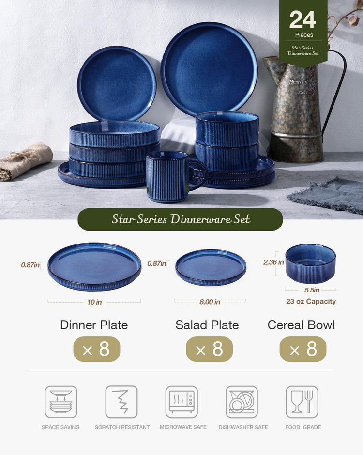 Star Stoneware Dinnerware Sets for 8 (24 Count)