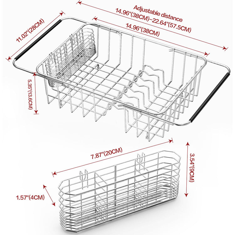Large Dish Drainer Rack in Sink Adjustable