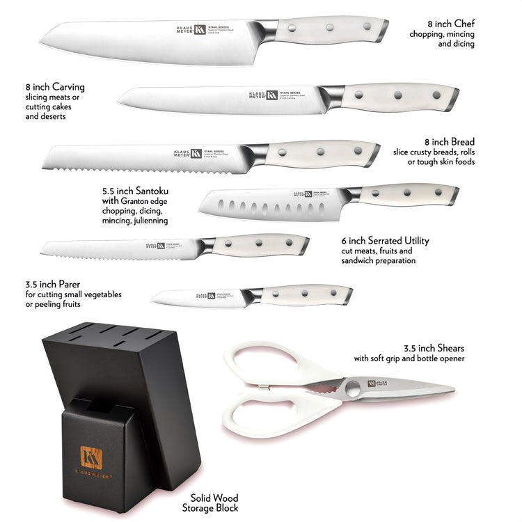 Stahl 8 Piece German Steel Kitchen Knife Block Set (8 Count)