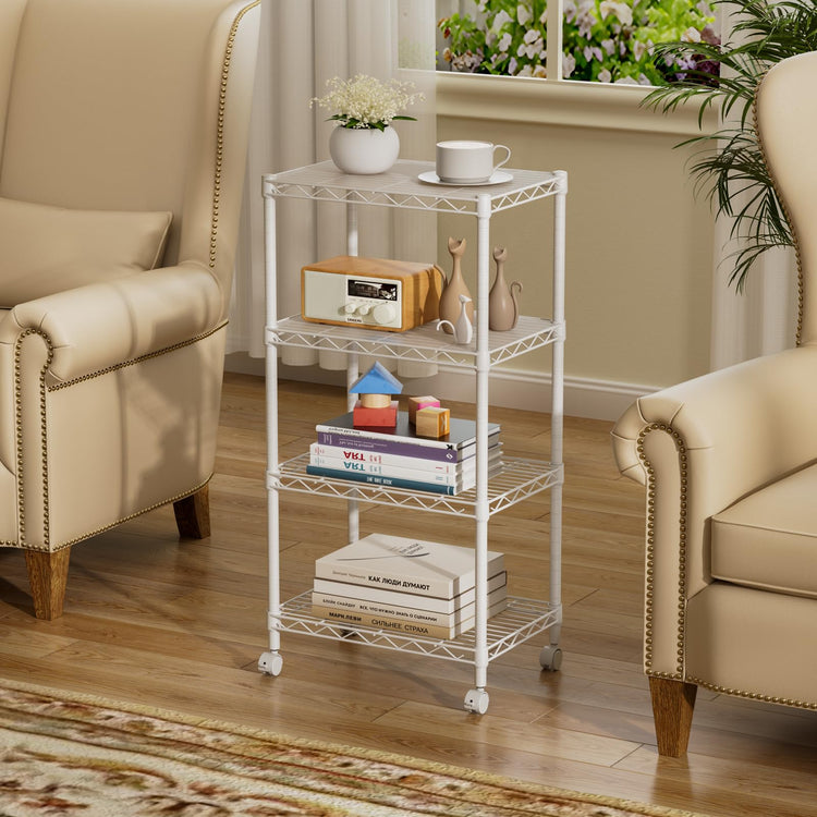 4 Small Wire Shelves Kitchen Pantry Close Home Organizers and Storage Bathroom Shelf Laundry Room Organization Adjustable Book Metal Garage Shelving Unit