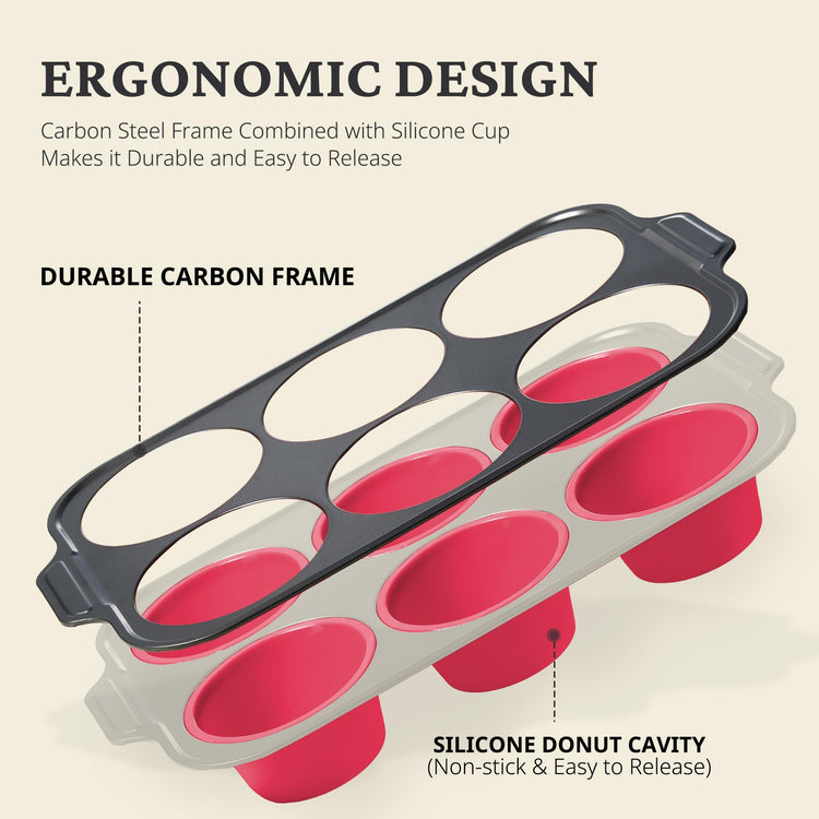 Jumbo Silicone Muffin & Cupcake Pan for Baking with Metal Frame