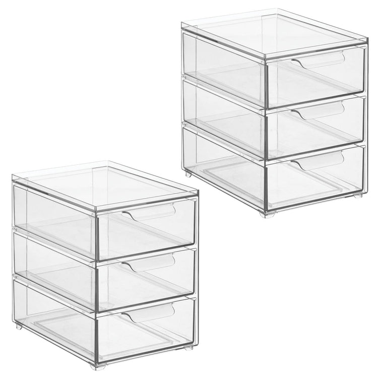 Plastic Stackable Organizer with 3 Drawers (2 Count)