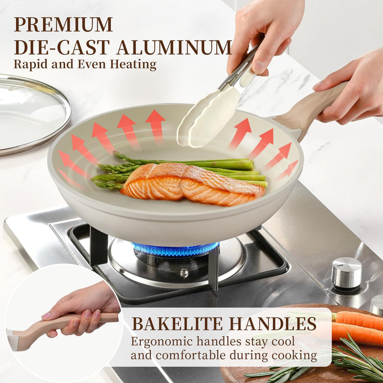 16Pcs Ceramic Pots and Pans Set Non Stick