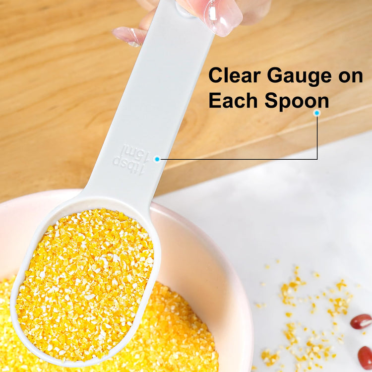 Stackable 10 Piece Measuring Cups and Spoons Set with White Lids