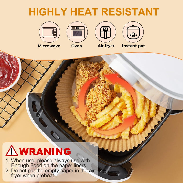 100Pcs 6.5 Inch Round Air Fryer Liners Disposable for 3 (100 Count)