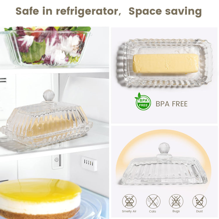 Clear Glass Butter Dish with Lid