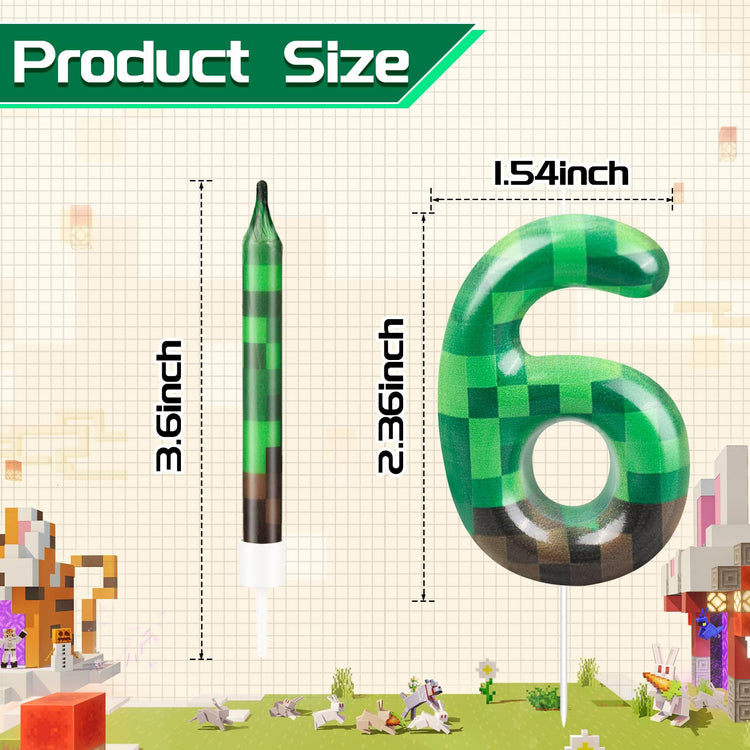 13 Pcs Dynamite Candles 12 TNT Themed Birthday Cake Candles and Number 6 Candle Cake Topper for Pixel Theme Birthday Party Anniversary Party Dynamite Theme Party Video Game Party Supplies (13 Count)