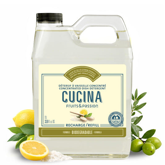 Fruits & Passion Cucina Dish Detergent Refill Sea Salt and Amalfi Lemon (33.8 Fl Oz)