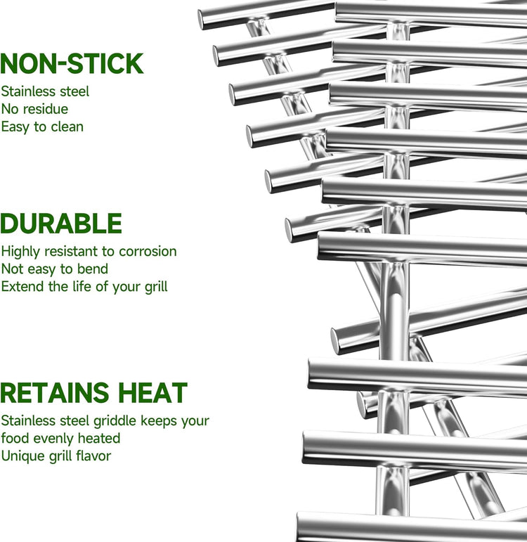 7637 Stainless Steel Cooking Grates for Weber Spirit I & II 200 Series Spirit E210 Spirit E220 Spirit S210, Spirit S220 with Front Control, 17.5 inch Grill Grates for Weber 7637 Gas Grills
