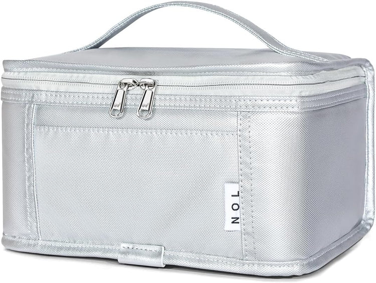 NOL Natural Organic Lifestyle Small Lunch Bag Mini Lunch Box Insulated Lunch Bag for Men/Women Leakproof Cooler Tote Bag Lightweight Nylon Waterproof Lunch Box For Work, Silver