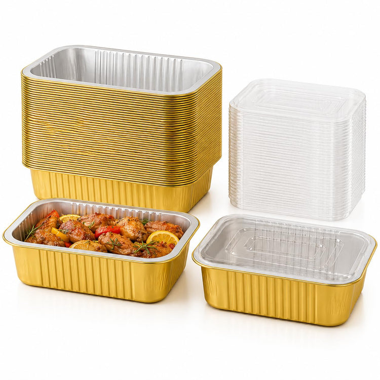 40 Pack 3 LB Aluminum Pans with Lids Heavy Duty (40 Count)