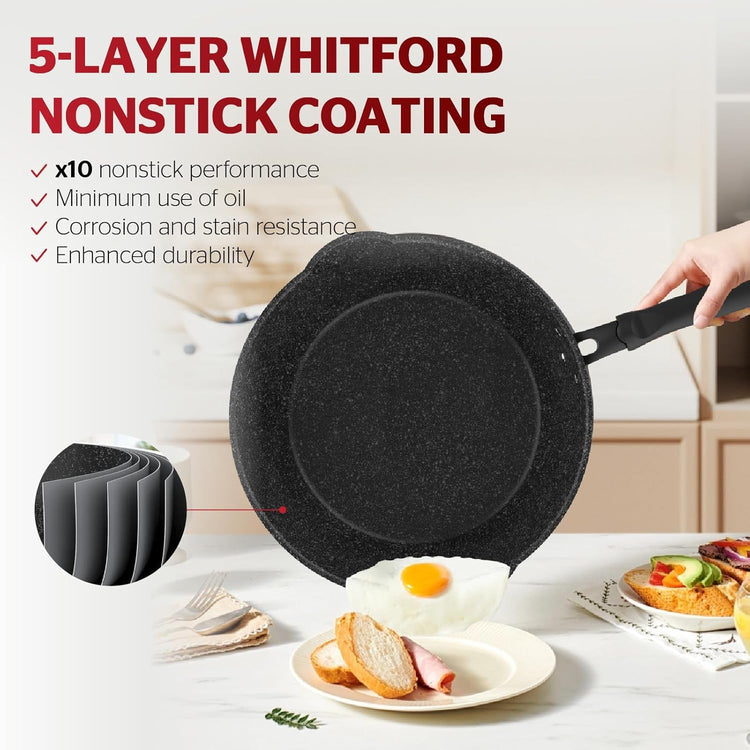 10 Inch Non Stick Deep Frying Pan with Double Pour Spouts