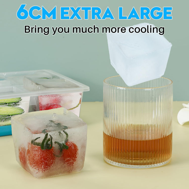 Silicone Ice Trays with Lids for Freezer (2 Count)
