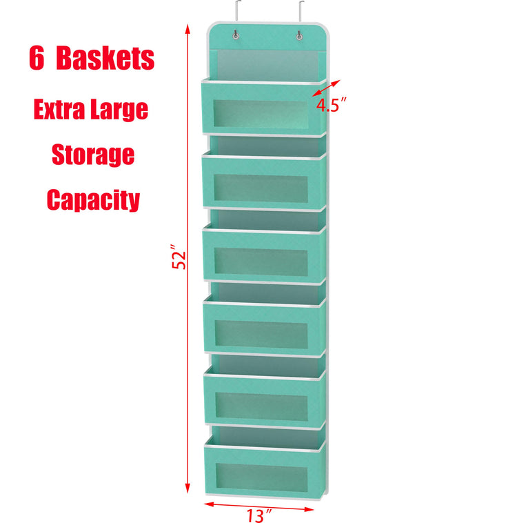 6 Clear Pocket Over Door Hanging Organizer