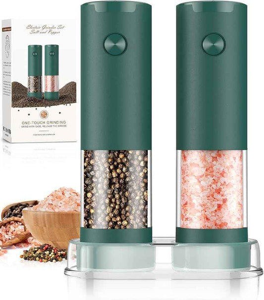 Electric Salt and Pepper Grinder Set Automatic Battery Pepper Mill Shakers Christmas Gifts for Men Adjustable Coarseness Salt and Pepper Shakers Kitchen Gadgets