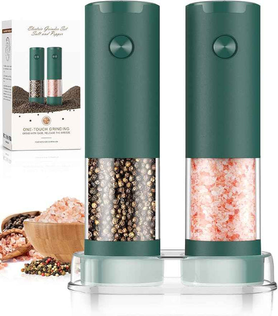 Electric Salt and Pepper Grinder Set Automatic Battery Pepper Mill Shakers Christmas Gifts for Men Adjustable Coarseness Salt and Pepper Shakers Kitchen Gadgets