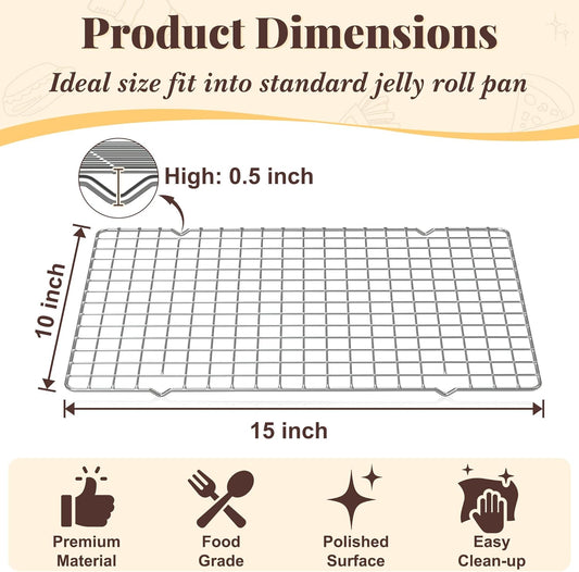 Cooling Racks for Cooking and Baking - 2 PCS 10" x 15" Grid Wire Baking Rack for Oven Cooking, Baking, Grilling, Roasting -Dishwasher Safe Bacon Rack- Fits Jelly Roll Cookie Sheet Pan - Nestoria