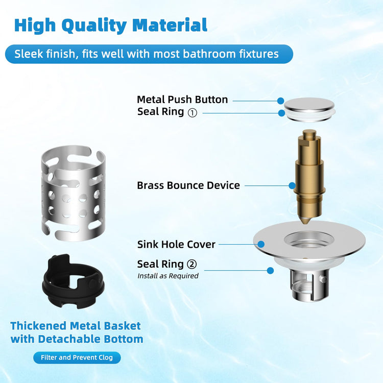 2PCS Universal Bathroom Sink Drain Strainer Hair Catcher (2 Count)