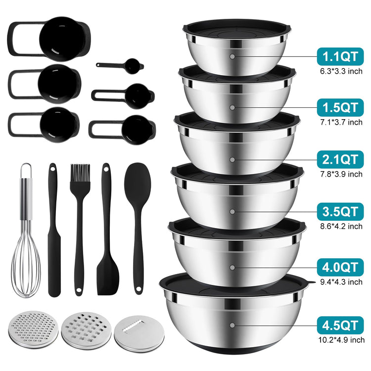 20 Piece Mixing Bowls Set with Airtight Lids (4.36 Count)
