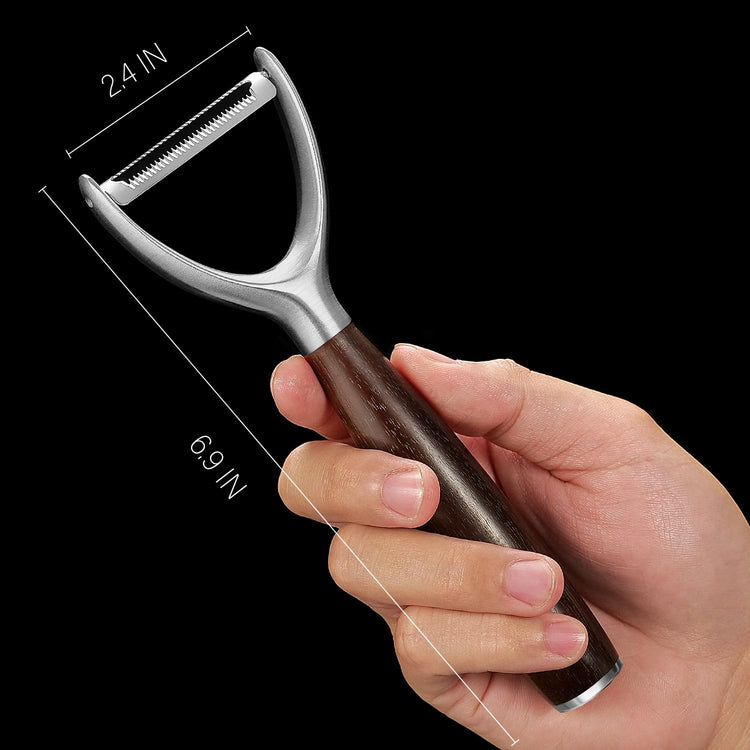 Serrated Blade Premium Y Type 304 Stainless Steel Multifunctional Kitchen Peeler Real Wood Handle Ultra Sharp Blade Vegetable Potato Apple