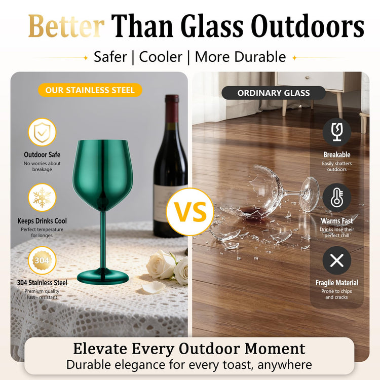 Unbreakable Stainless Steel Wine Glasses Set of 2 (2 Count)