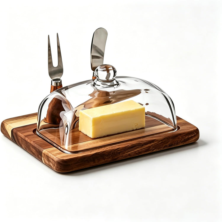 Butter Dish with Knife and Glass Lid
