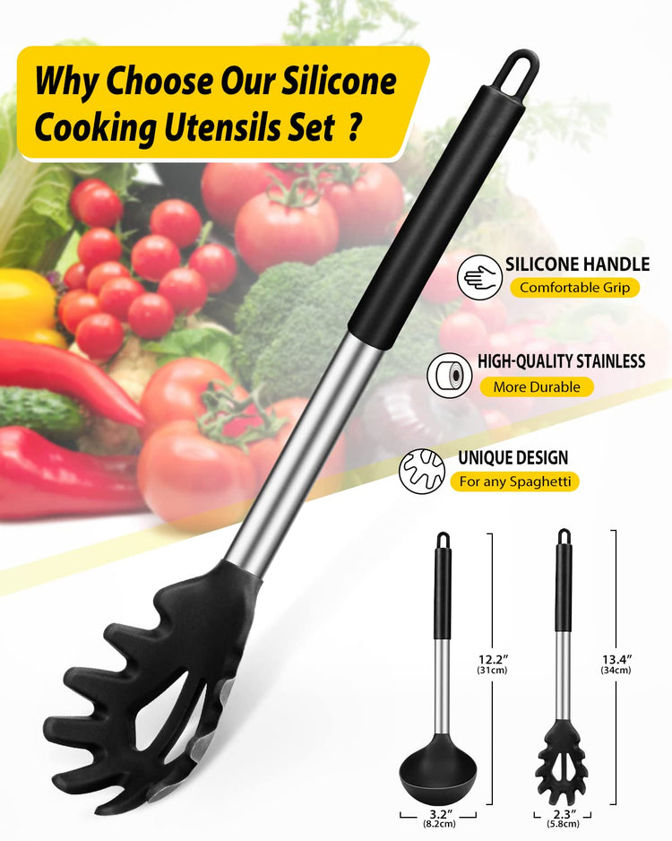 Silicone Pasta Fork and Ladle Spoon Set (2 Count)