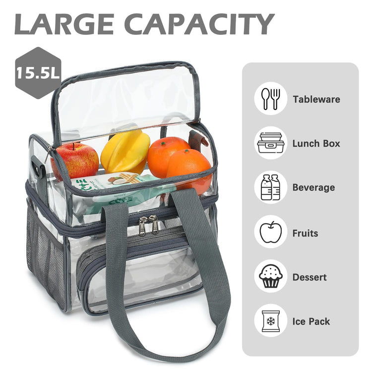 Clear Bag Double Decker for Stadium Events With Shoulder Strap for Women